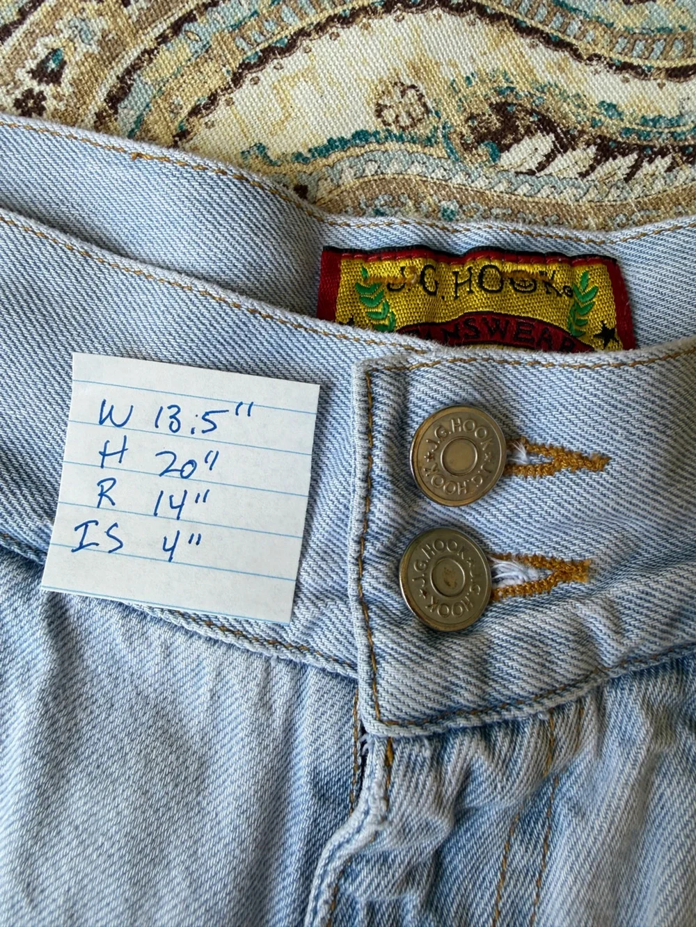 J.G. Hook Y2K High Rise Long Denim Mom Shorts Light Wash 100% Cotton Size 12